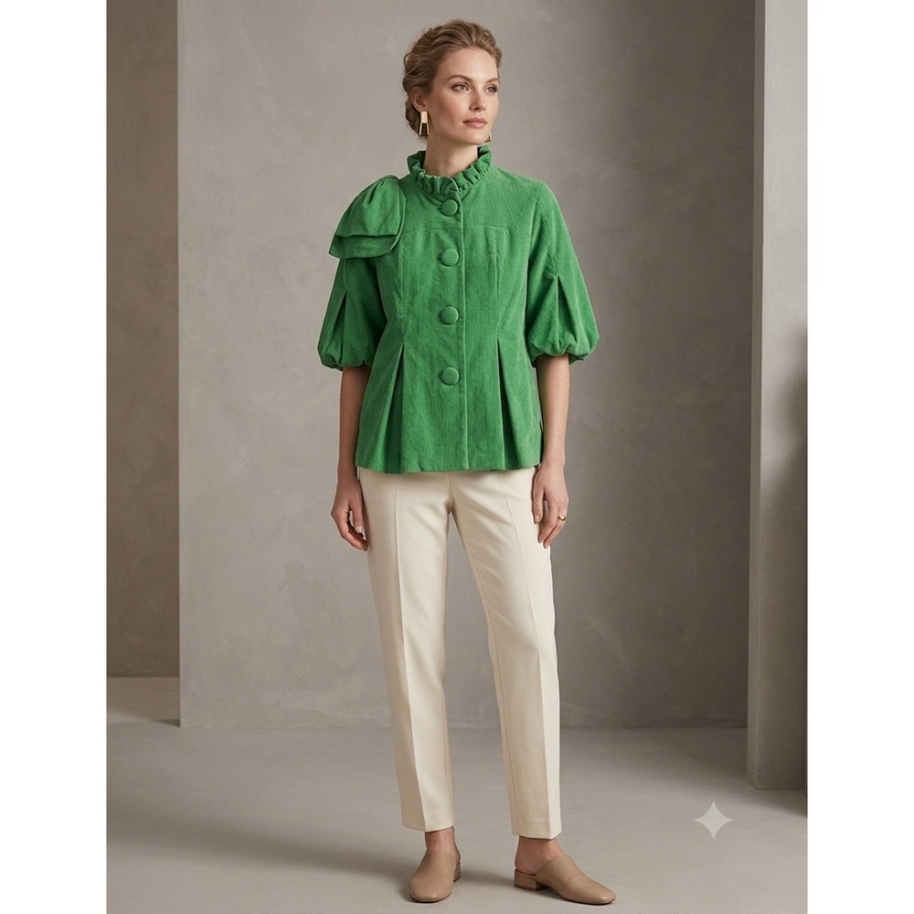 Judith March Corduroy Jacket Women Small Green Excellent